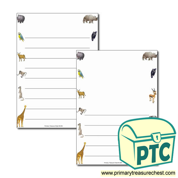 Animals Themed Page Border/Writing Frame (wide lines)