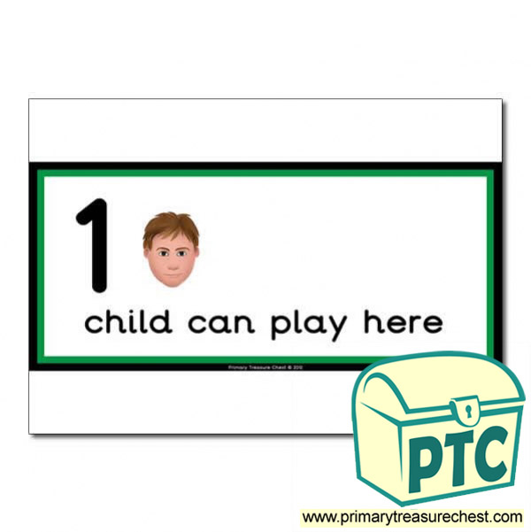 Irish Area Sign - Images of Faces - 1 child can play here - Classroom Organisation Poster