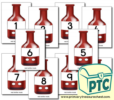 10 Red Bottles Role Play Number Masks