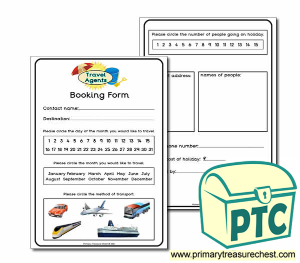 Travel Agents Booking Form Worksheet