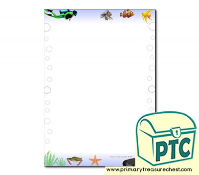 'Under the Sea' Themed Page Border/Writing Frame (no lines)