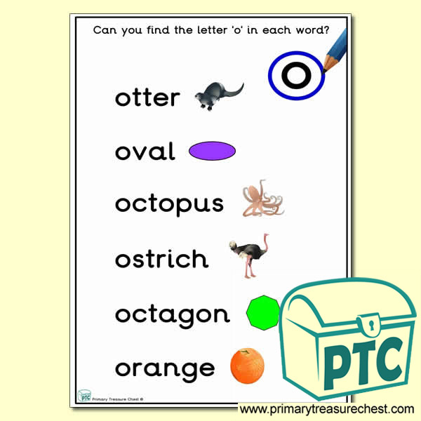 Find the Letter 'o' Activity Sheet
