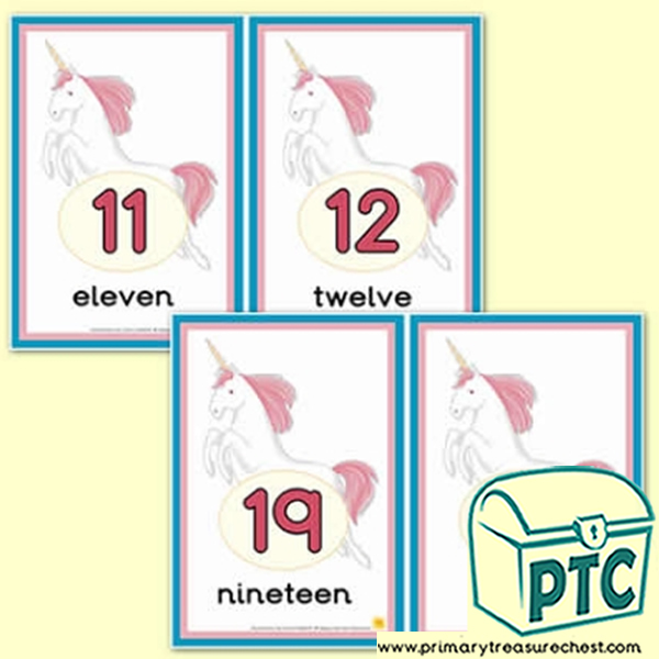 Unicorn Number Line 11-20 (with border) - Serenity the Sweet Dreams Resources