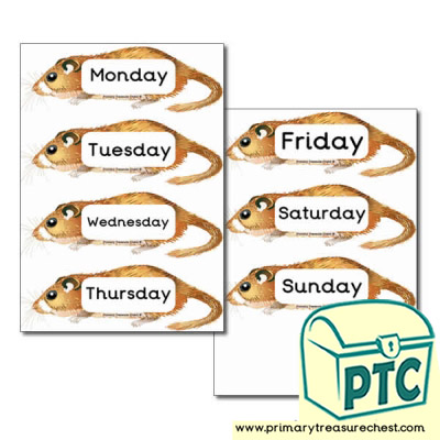 Dormouse Themed Days of the Week Flashcards