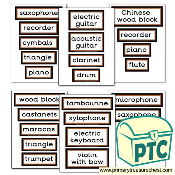 Musical Instruments Themed Display Words