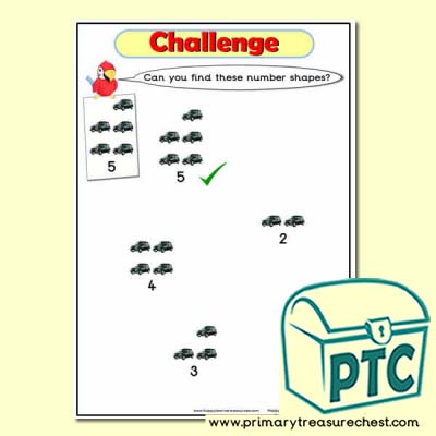 Taxi Themed Number Shapes Pieces Challenge