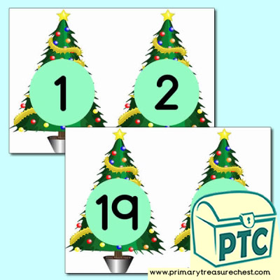 Christmas Tree Number Cards 0 to 20