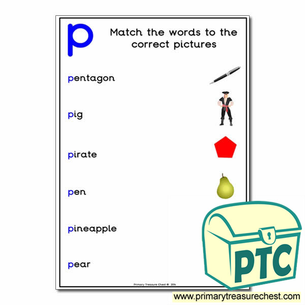 Match the 'p' Themed Words to the Pictures