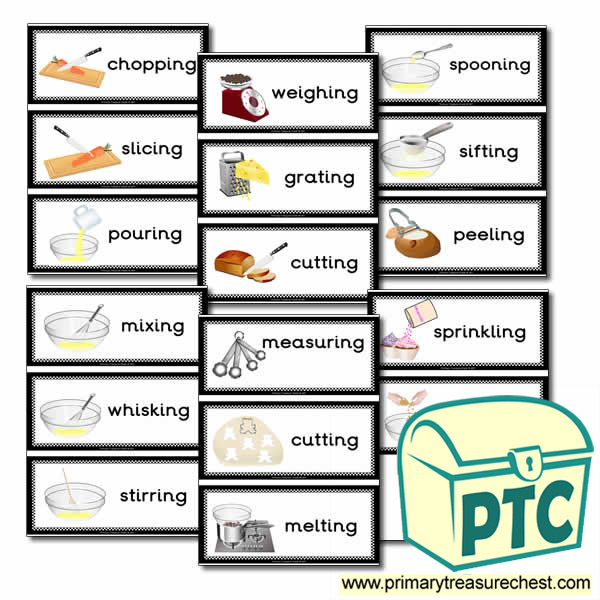 Cooking Equipment Themed Flashcards (Actions) 