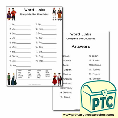Traditional clothes Word Link Worksheet