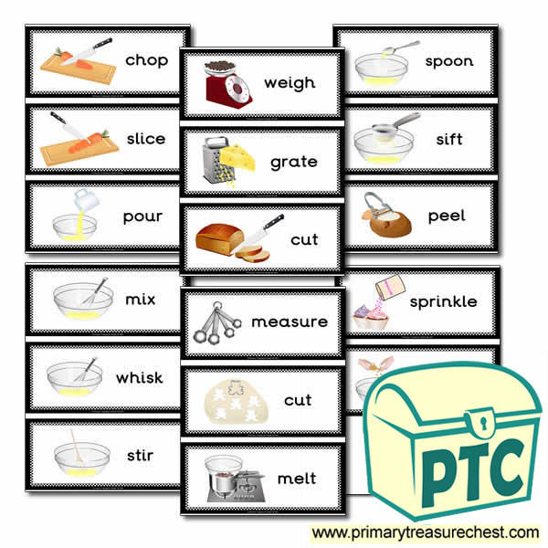 Cooking Equipment Themed Flashcards - Actions Ending in 'ing'
