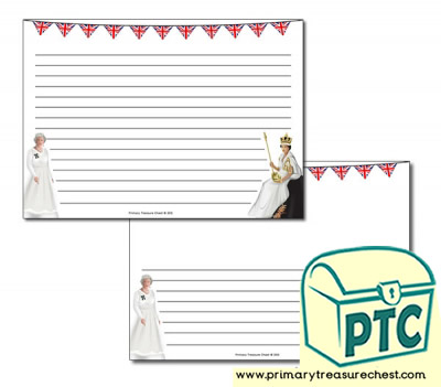  Queen Elizabeth II themed Landscape Page Border/ Writing Frames (narrow lines)