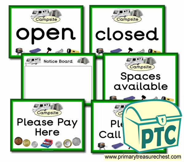 Role Play Campsite Signs