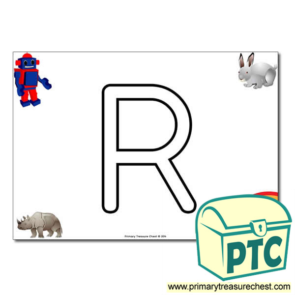 'R' Uppercase Bubble Letter A4 poster with high quality realistic images
