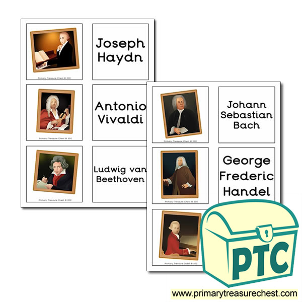 Famous Music Composers Themed Matching Cards