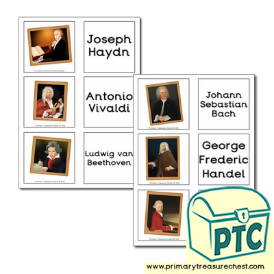 Famous Music Composers Themed Matching Cards