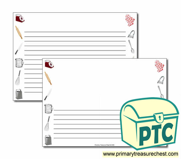 Cooking Equipment Themed Landscape Page Borders/Writing Frames (narrow lines)