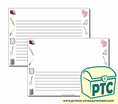 Cooking Equipment Themed Landscape Page Borders/Writing Frames (narrow lines)