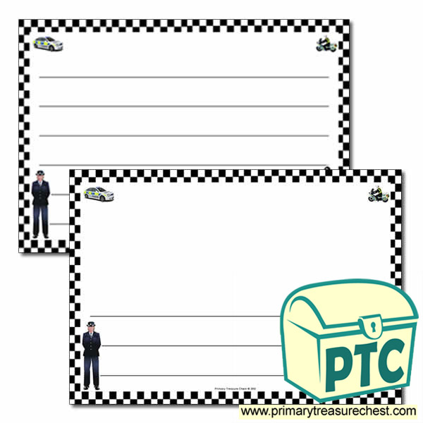 Police Themed Landscape Page Border/Writing Frame (wide lines)