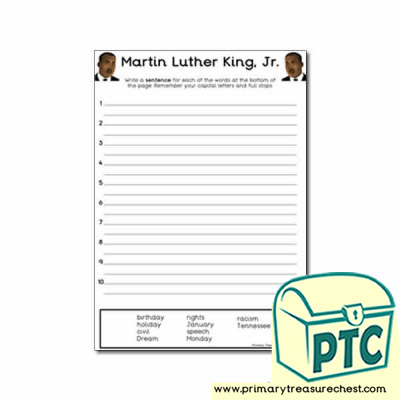 Martin Luther King Jr Sentence Worksheet