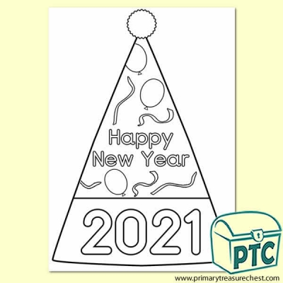 'Happy New Year' Hat Colouring-In Activity 2020