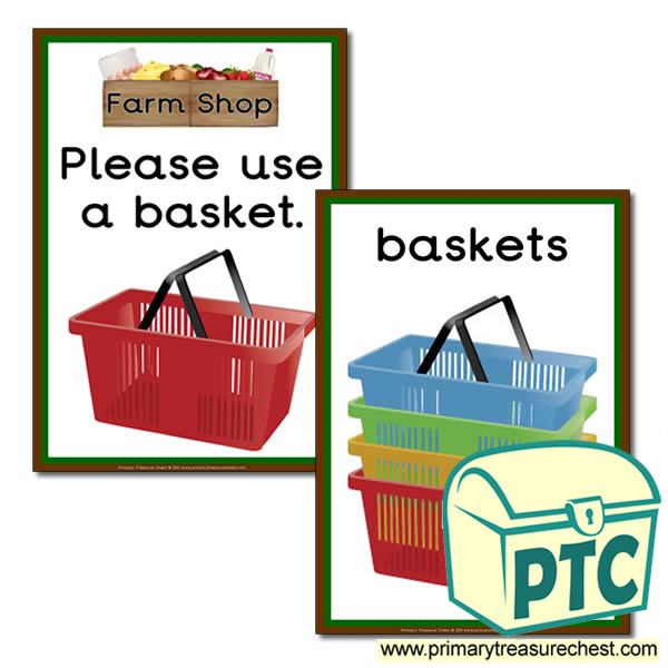 Farm Shop Shopping Basket Signs