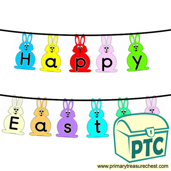 Easter Bunny Bunting with text 'Happy Easter'