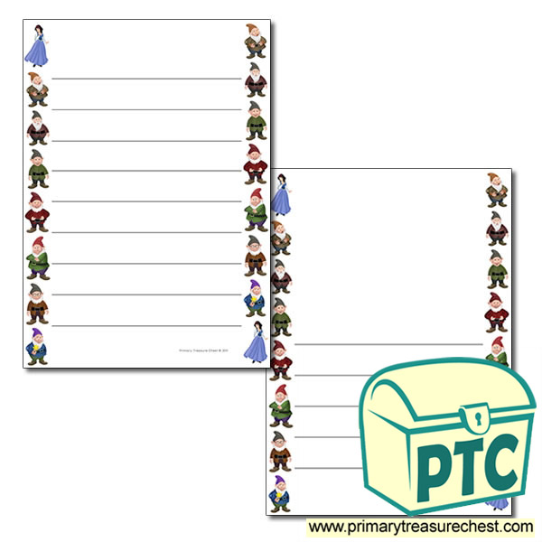 A4 Sheets - Wide Lined- Snow White and The Seven Dwarfs