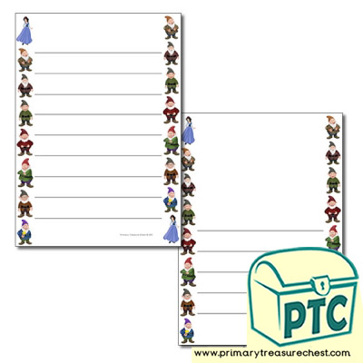 A4 Sheets - Wide Lined- Snow White and The Seven Dwarfs