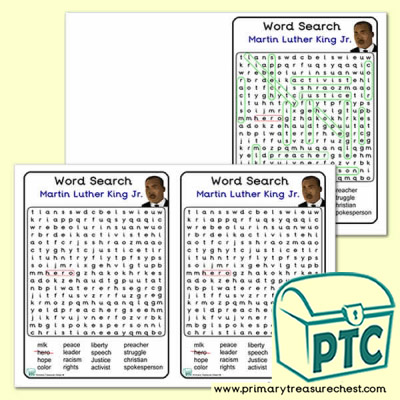 Martin Luther King Jr.  Themed Word Search