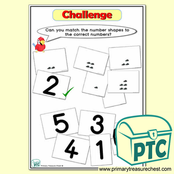 Numbers Shapes to Pictures Challenge Card Taxi Themed