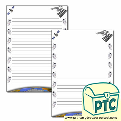Space station/Outer Space Themed Page Borders/Writing Frames (narrow lines)