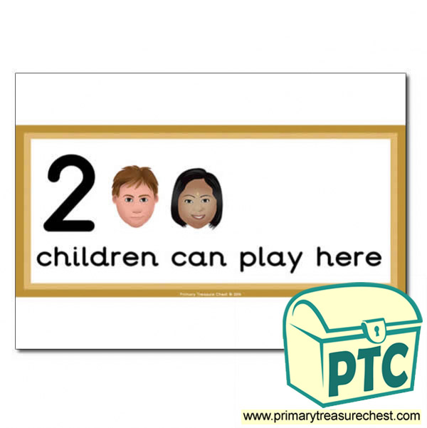 Sand  Area Sign - Images of Faces - 2 children can play here - Classroom Organisation Poster