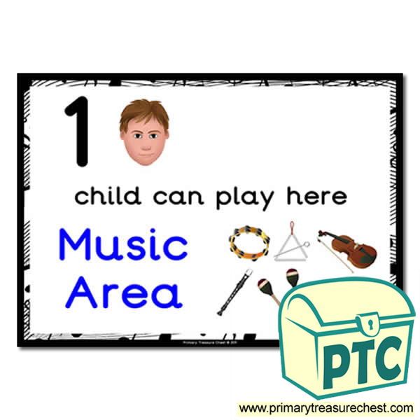 Music Area Sign - 'How Many Children Can Play Here' Classroom Organisation Posters
