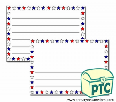 Red, White and Blue Stars Landscape Page Border/Writing Frame (wide lines)