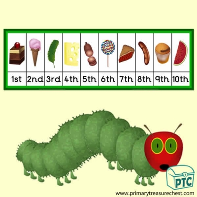 The Very Hungry Caterpillar Saturday Food Number line (1st to 10th)