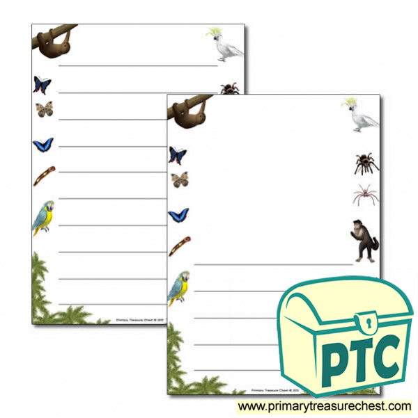 Rainforest II themed Page Border/ Writing Frames (wide lines)