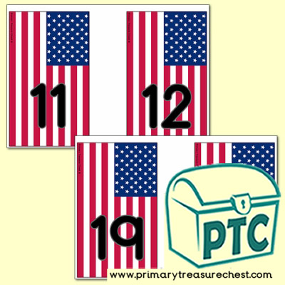 US Flag Number Line Bunting - American Teaching Resources - K-12 printables