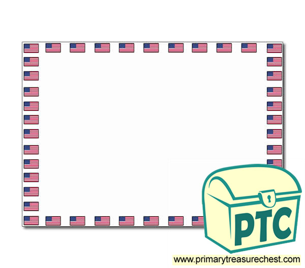American Flag landscape Page Border/Writing Frame (no lines)
