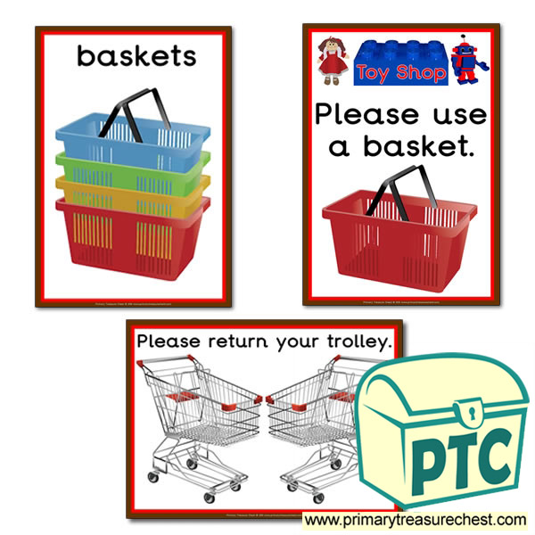 Toy Shop Shopping Basket Signs
