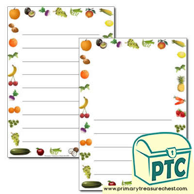 Fruit and Vegetables themed Page Border /Writing Frame (wide lines)