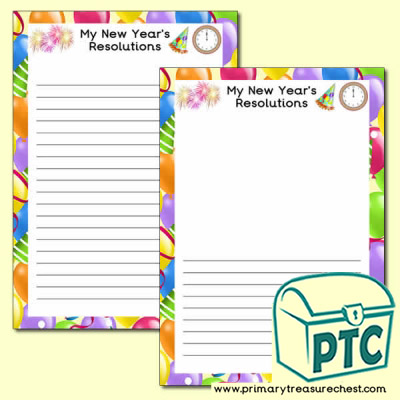 'My New Year’s Resolutions' Writing Frame (Narrow Lines)