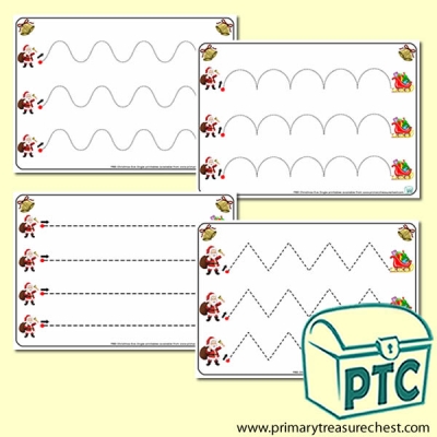 Christmas Themed Pre-Writing Pattern Sheets