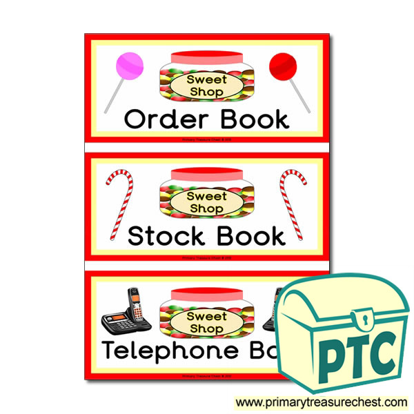 Sweet Shop Role Play Book Covers / Labels