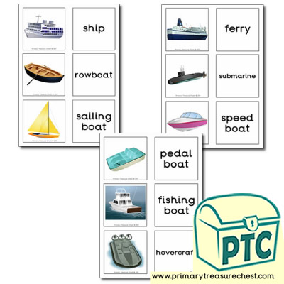 Sea Transport Themed Matching Cards