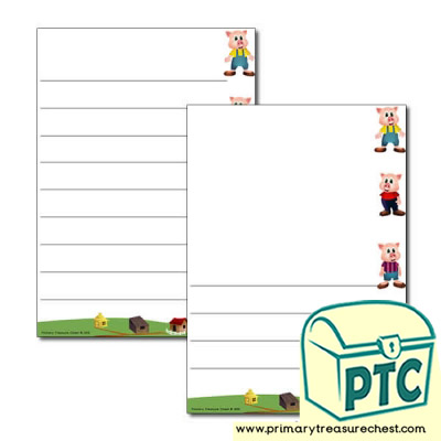 3 Little Pigs A4 Sheets - Wide Lined