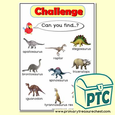 Dinosaur Themed 'Can you find …?' Words & Pictures Challenge