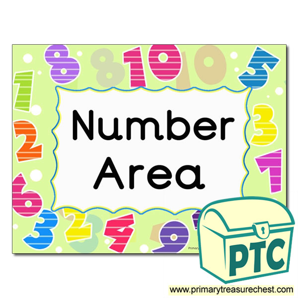 Number area Classroom sign