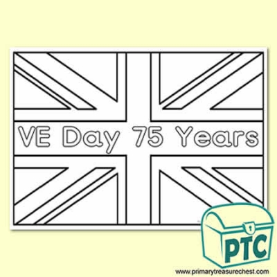 British Flag VE Day Colouring sheet