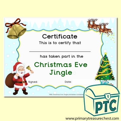 Christmas Eve Jingle Certificate A4